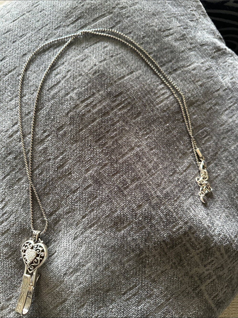 Brighton Reno Heart Badge Clip Necklace Pendant Swarovski 32”-34” Necklace - Picture 2 of 5